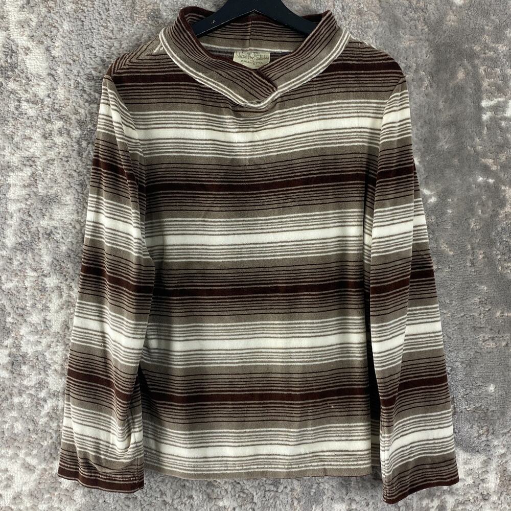 Diane Von Furstenberg for Camicetta Size M Striped Shawl‎ Collar Sweater Brown